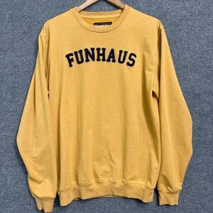Rare! Funhaus Rooster Teeth Sweatshirt Mens Medium Yellow Crewneck Pullover